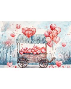 Photography Background in Fabric Valentine's Day Balloon Cart 2024 / Backdrop 6051
