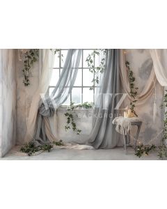 Photography Background in Fabric Mother's Day Scenery with Curtains / Backdrop 5796