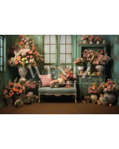 Photography Background in Fabric Easter 2024 Scenery with Flowers / Backdrop 5505