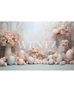 Photography Background in Fabric Easter 2024 Scenery with Flowers / Backdrop 5507