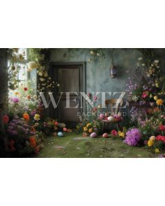 Photography Background in Fabric Easter 2024 Scenery with Flowers / Backdrop 5508