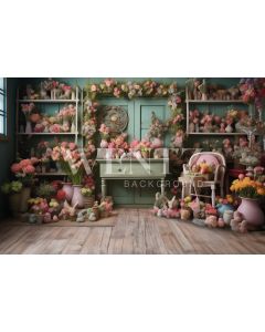 Photography Background in Fabric Easter 2024 Scenery with Flowers / Backdrop 5502