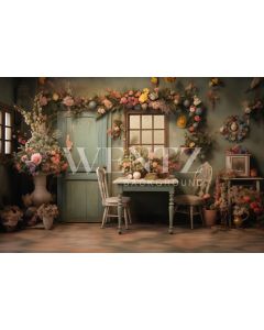 Photography Background in Fabric Easter 2024 Scenery with Flowers / Backdrop 5504