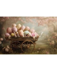 Photography Background in Fabric Scenery Easter Eggs Cart / Backdrop 5514