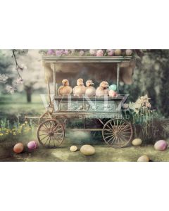 Photography Background in Fabric Scenery Easter 2024 Eggs Cart / Backdrop 5515