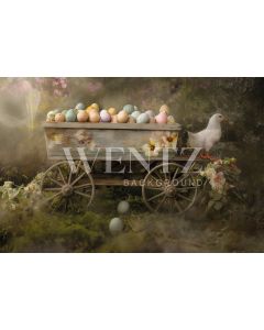 Photography Background in Fabric Scenery Easter Eggs Cart / Backdrop 5513
