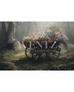 Photography Background in Fabric Scenery Easter Eggs Cart / Backdrop 5546