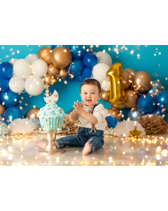 Photography Background in Fabric Scenarios Blue Golden Balloon Newborn / Backdrop 2022