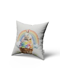 Pillow Case Easter with Rabbit and Rainbow - 45 x 45 / WA47