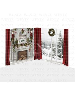 Photography Background in Fabric Christmas Living Room Set 2D / WTZ153