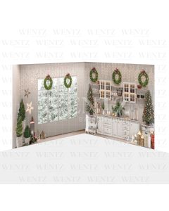 Photography Background in Fabric Christmas Kitchen Set 2D / WTZ154