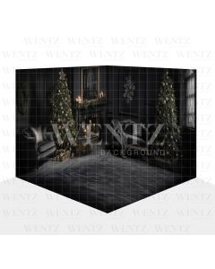 Photography Background in Fabric Black and Gold Christmas Room Set 3D / WTZ162