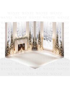 Photography Background in Fabric Room with Fireplace Set 3D / WTZ173