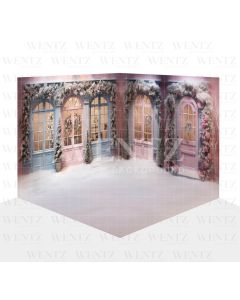 Photography Background in Fabric Candy Color Christmas House Front Set 3D / WTZ176