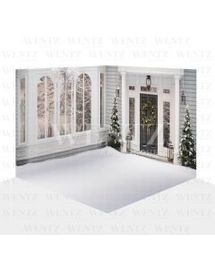 Photography Background in Fabric White Christmas House Front 3D / WTZ179