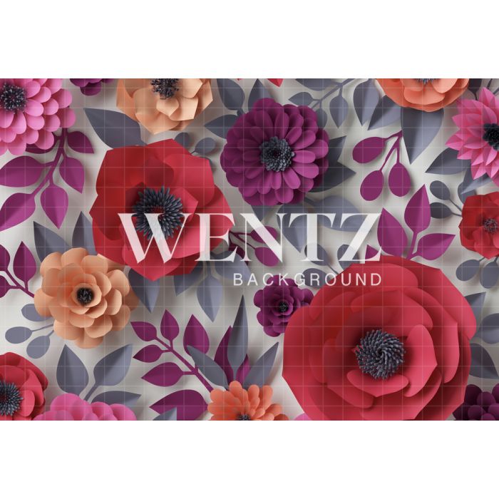 Photography Background in Fabric Paper Flowers / Backdrop 1461