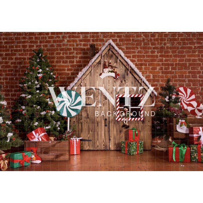 Photography Background in Fabric Christmas House /  Backdrop 1613