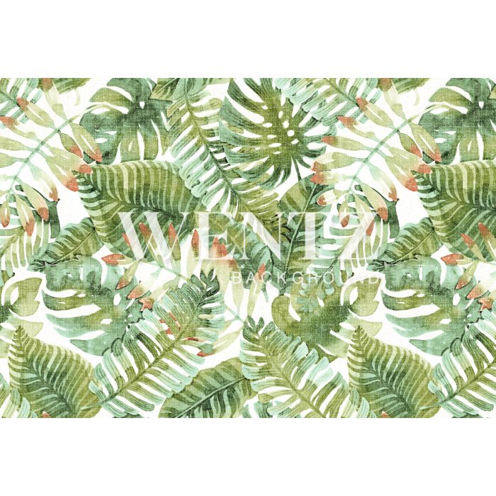 Photography Background in Fabric Green Leaves / Backdrop 1680