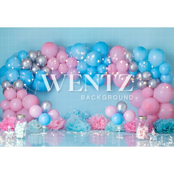 Photography Background in Fabric Scenarios Blue and Pink Balloon / Backdrop 1785
