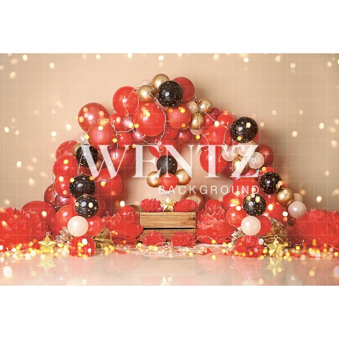 Photography Background in Fabric Scenarios Black and Red Balloon / Backdrop 1869
