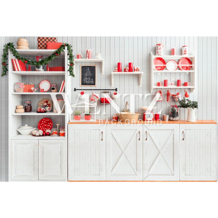 Photography Background in Fabric Christmas Kitchen / Backdrop 1900