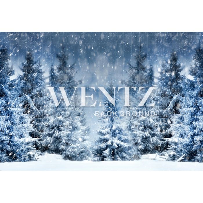 Photography Background in Fabric Christmas Frozen Pines / Backdrop 1908