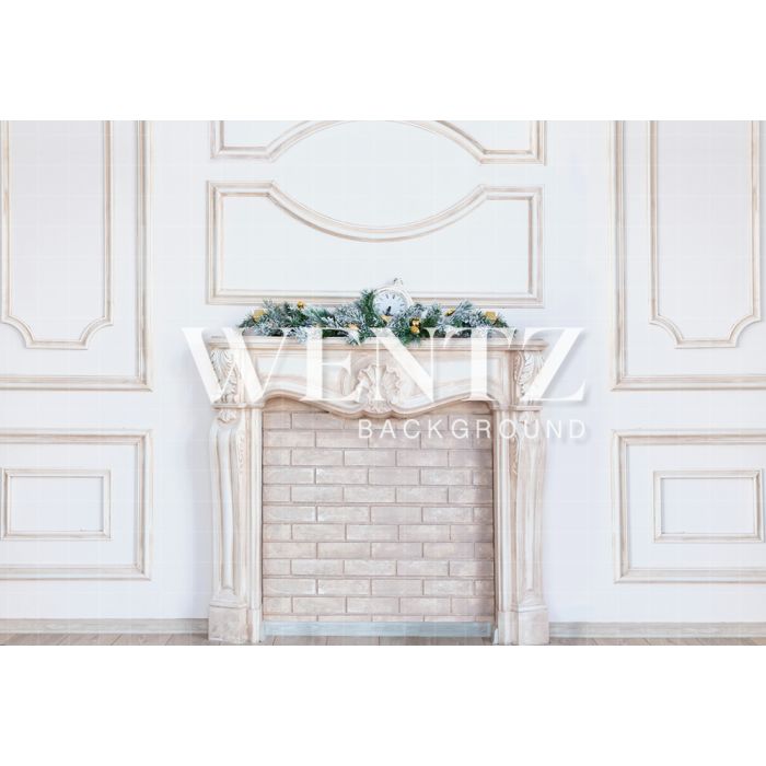 Photography Background in Fabric Christmas Fireplace / Backdrop 1919