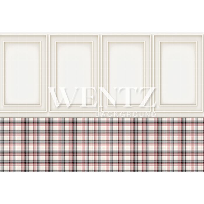 Photography Background in Fabric Boiserie and Plaid Wall / Backdrop 1934