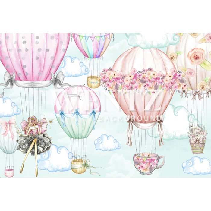 Photography Background in Fabric Summer Sky Balloon / Backdrop 2000