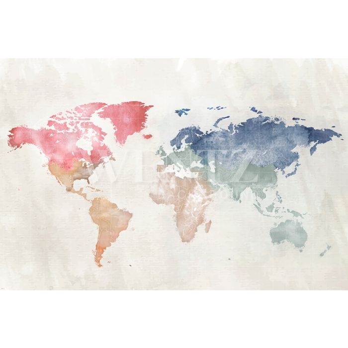 Photography Background in Fabric Watercolor World Map / Backdrop 2031