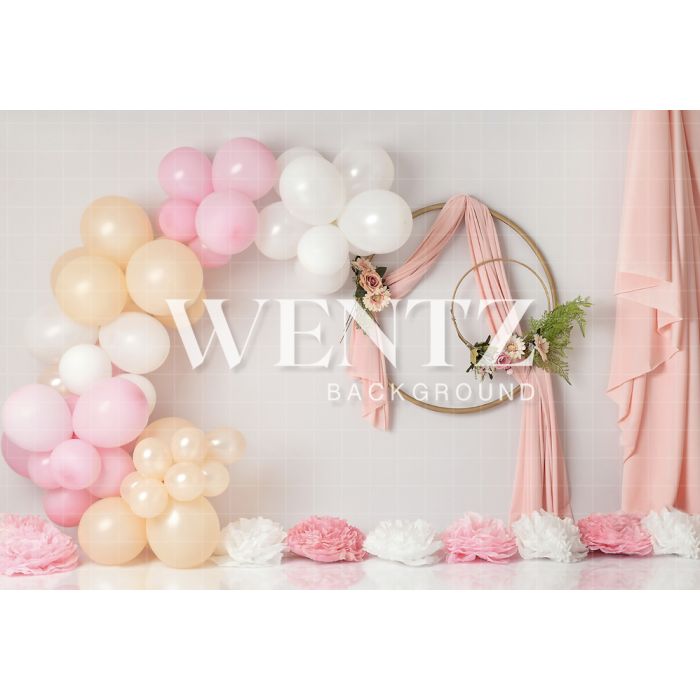 Photography Background in Fabric Scenarios Rose Balloon and Flower Circles Newborn / Backdrop 2033