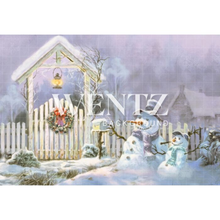 Photography Background in Fabric Christmas Scenario with Snowman / Backdrop 2153