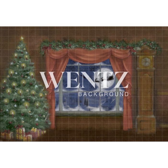 Photography Background in Fabric Christmas Room with Window / Backdrop 2182
