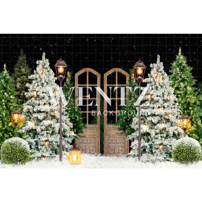 Photography Background in Fabric Evening Snowy Holiday Park / Backdrop 2190