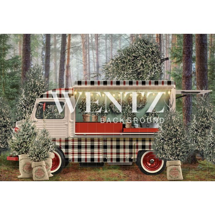Photography Background in Fabric Christmas Trailer / Backdrop 2195