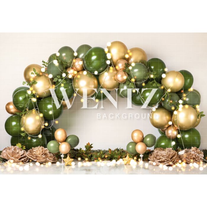 Photography Background in Fabric Scenarios Green and Gold Balloon / Backdrop 2201