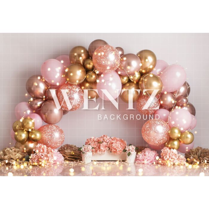 Photography Background in Fabric Scenarios Pink and Gold Balloon / Backdrop 2208