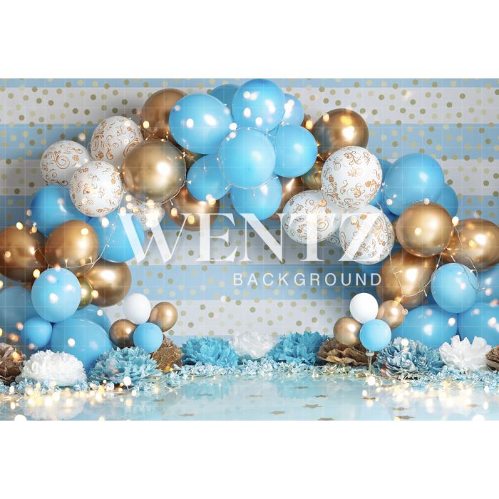 Photography Background in Fabric Scenarios Blue Golden Balloon Newborn / Backdrop 2209