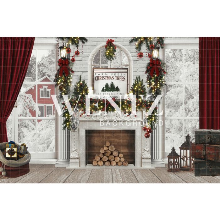 Photography Background in Fabric Christmas Farmhouse / Backdrop 2306