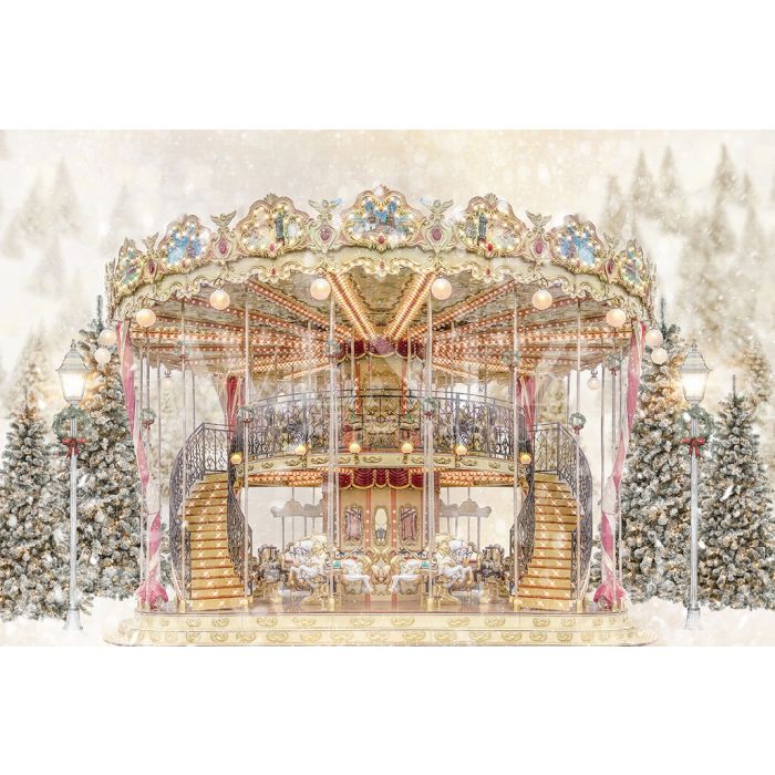 Photography Background in Fabric Christmas Carousel / Backdrop 2333