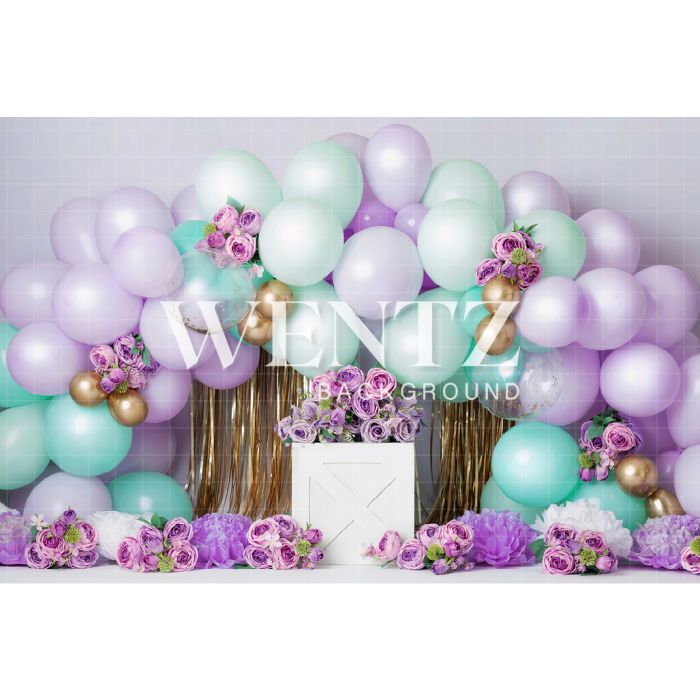 Photography Background in Fabric Cake Smash Lilac and Green / Backdrop 2430