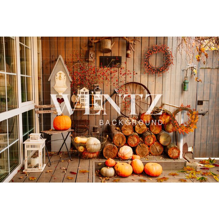 Photography Background in Fabric Autumn Backyard / Backdrop 2435