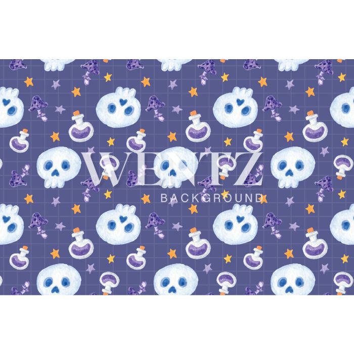 Photography Background in Fabric Halloween Skull / Backdrop 2453