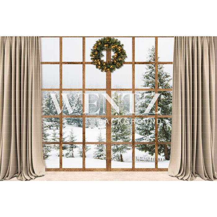 Photography Background in Fabric Christmas Room with Door / Backdrop 2461