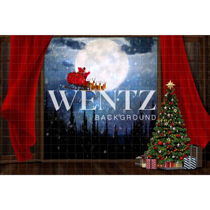 Photography Background in Fabric Christmas Room with Window / Backdrop 2463