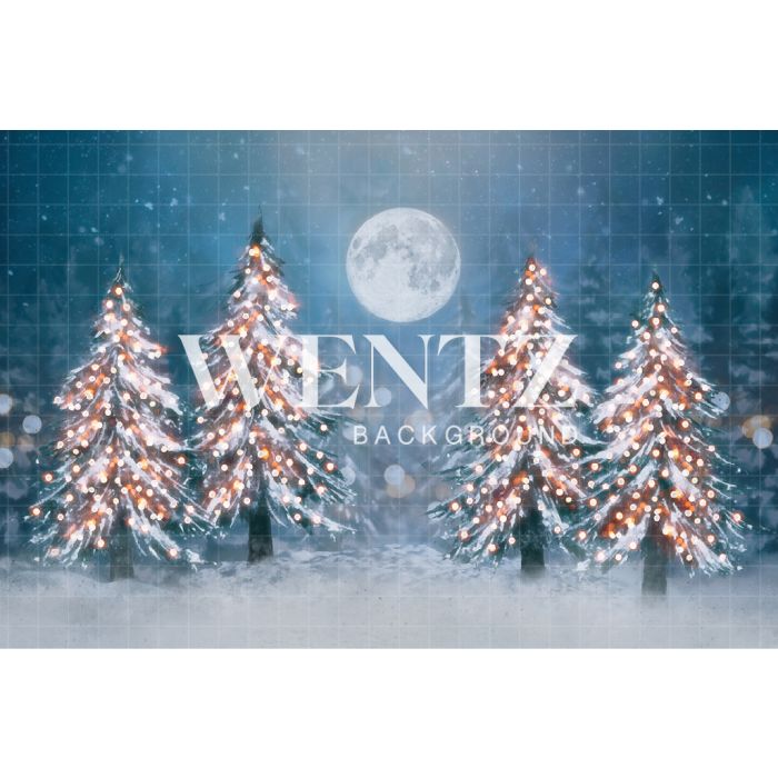 Photography Background in Fabric Enchanted Christmas Forest with Pines / Backdrop 2466