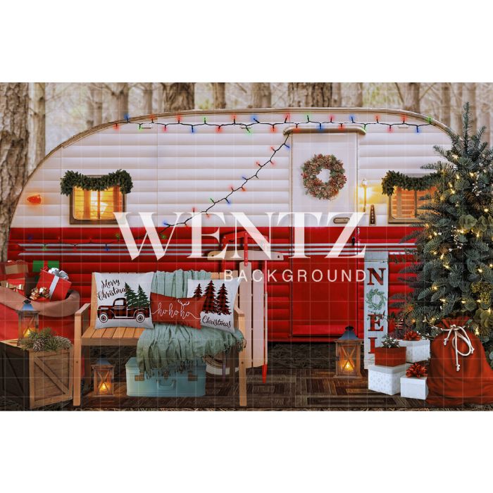Photography Background in Fabric Christmas Caravan / Backdrop 2469