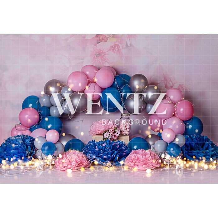 Photography Background in Fabric Scenarios Blue and Rose Balloon / Backdrop 2470