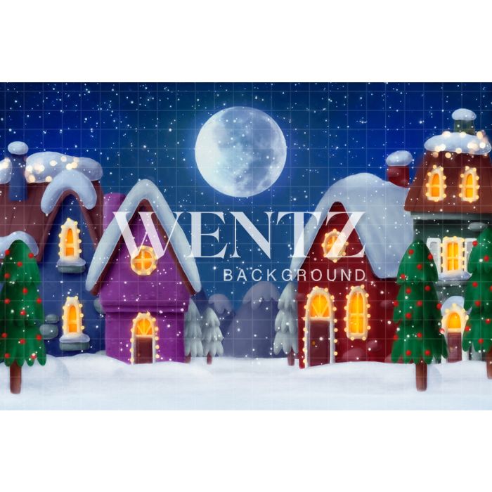 Photography Background in Fabric Enchanted Christmas Village / Backdrop 2472