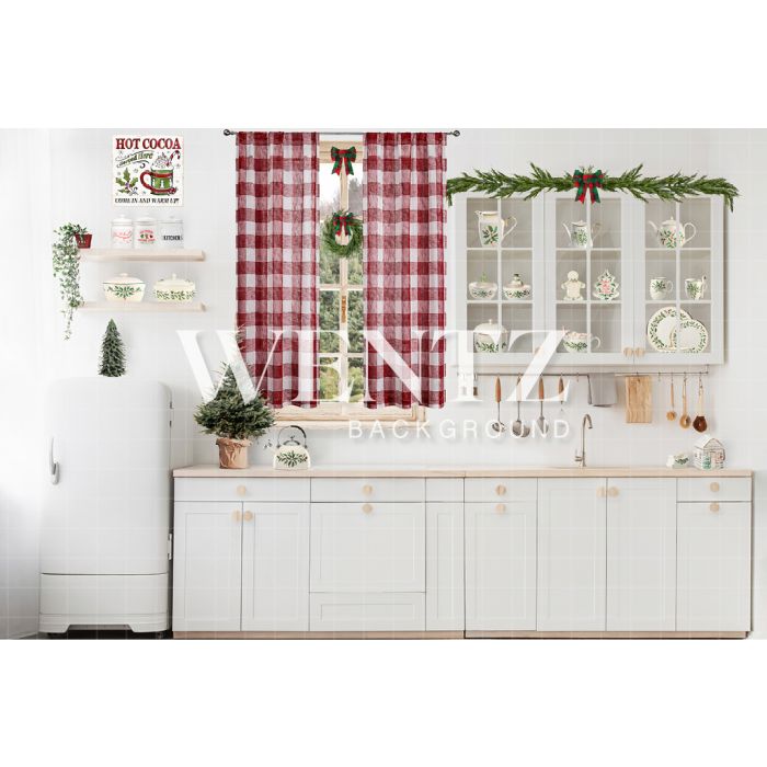 Photography Background in Fabric Christmas Kitchen / Backdrop 2495